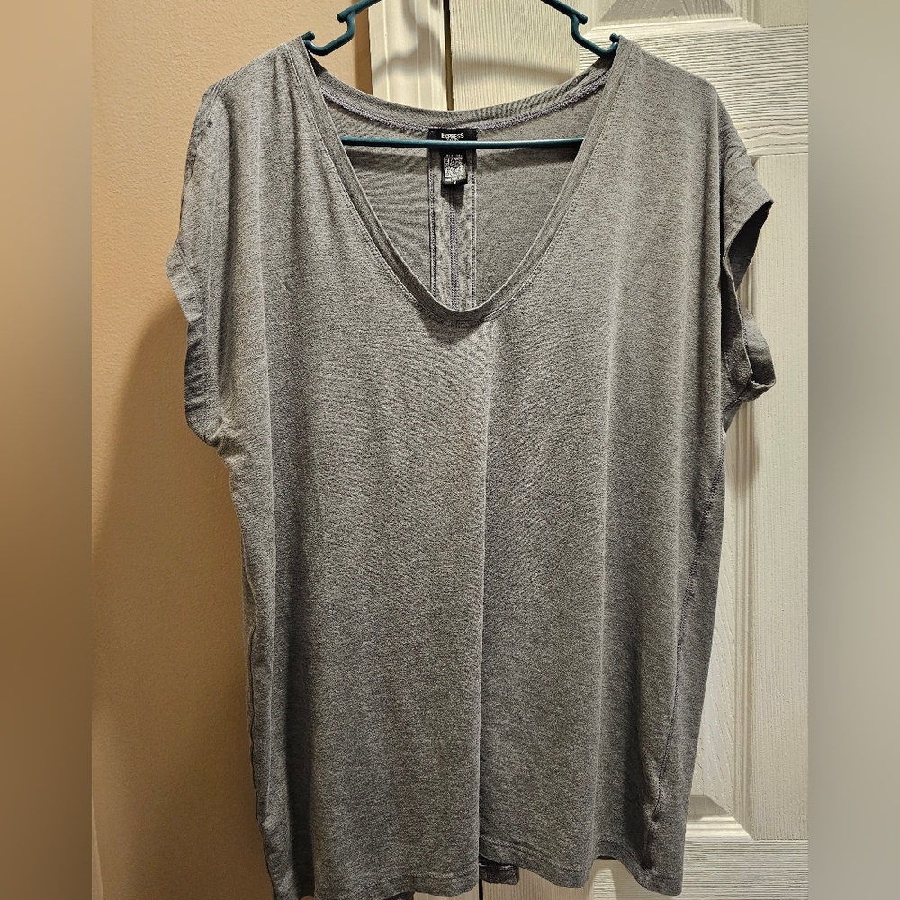 Express Gray Relaxed Short Sleeve Tee Shirt Preowned Size M